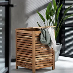 Cesto De La Ropa<CASA Acacia Cesta Para Colada De Lujo Negro, Natural