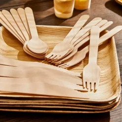 Platos<CASA Areca Leaf Platos 6 Unidades Con Cubierto Natural