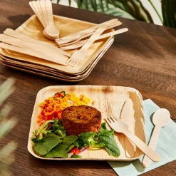 Platos<CASA Areca Leaf Platos 6 Unidades Con Cubierto Natural