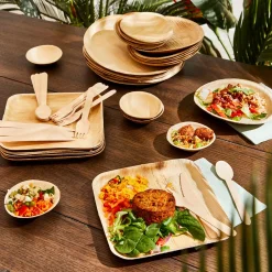 Platos<CASA Areca Leaf Platos 6 Unidades Con Cubierto Natural