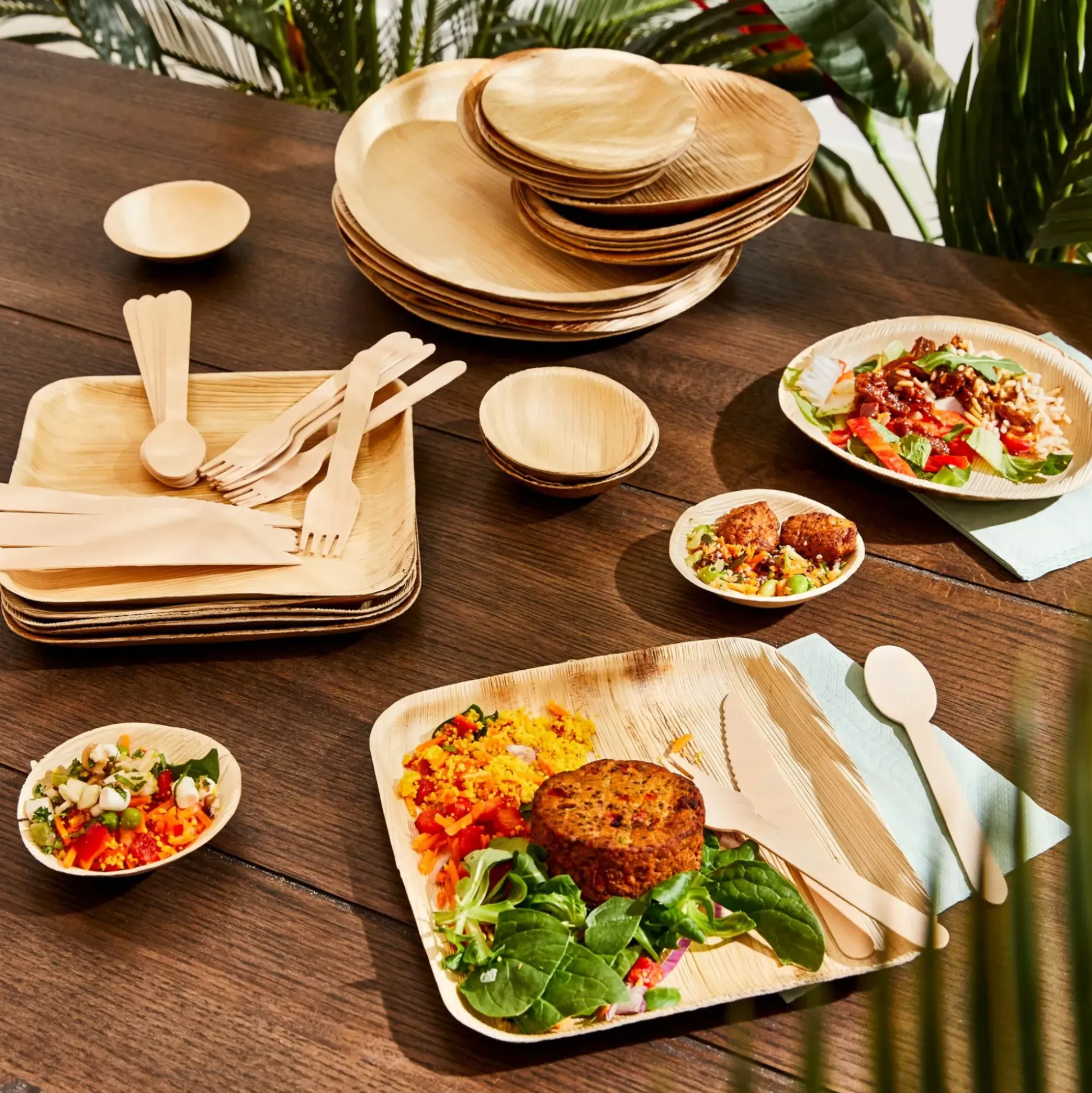 Platos<CASA Areca Leaf Platos 6 Unidades Con Cubierto Natural