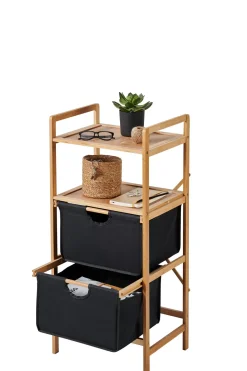 Cajoneras<CASA Bamboo Cajonera 2 Cajones Negro, Natural