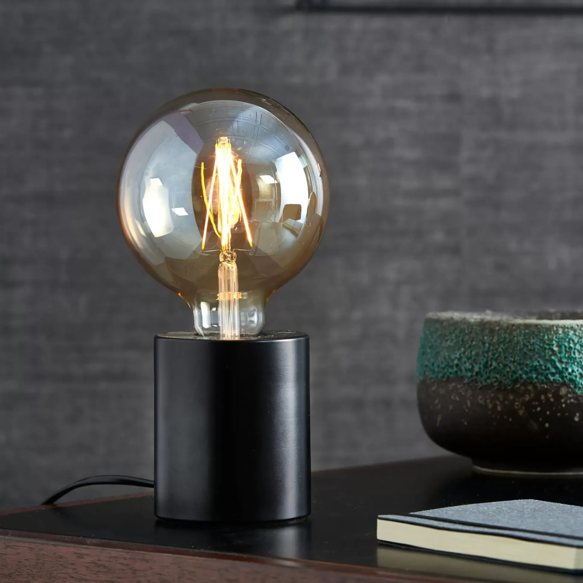 Lamparas De Mesa<CASA Cilinder Lampara De Mesa Negro