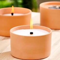 Velas Para Exterior<CASA Citronella Bandeja De Terracota Blanco, Verde