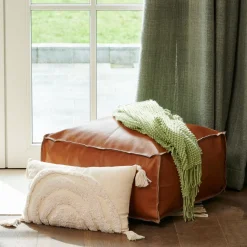 Pufs<CASA Cognac Puf Marron