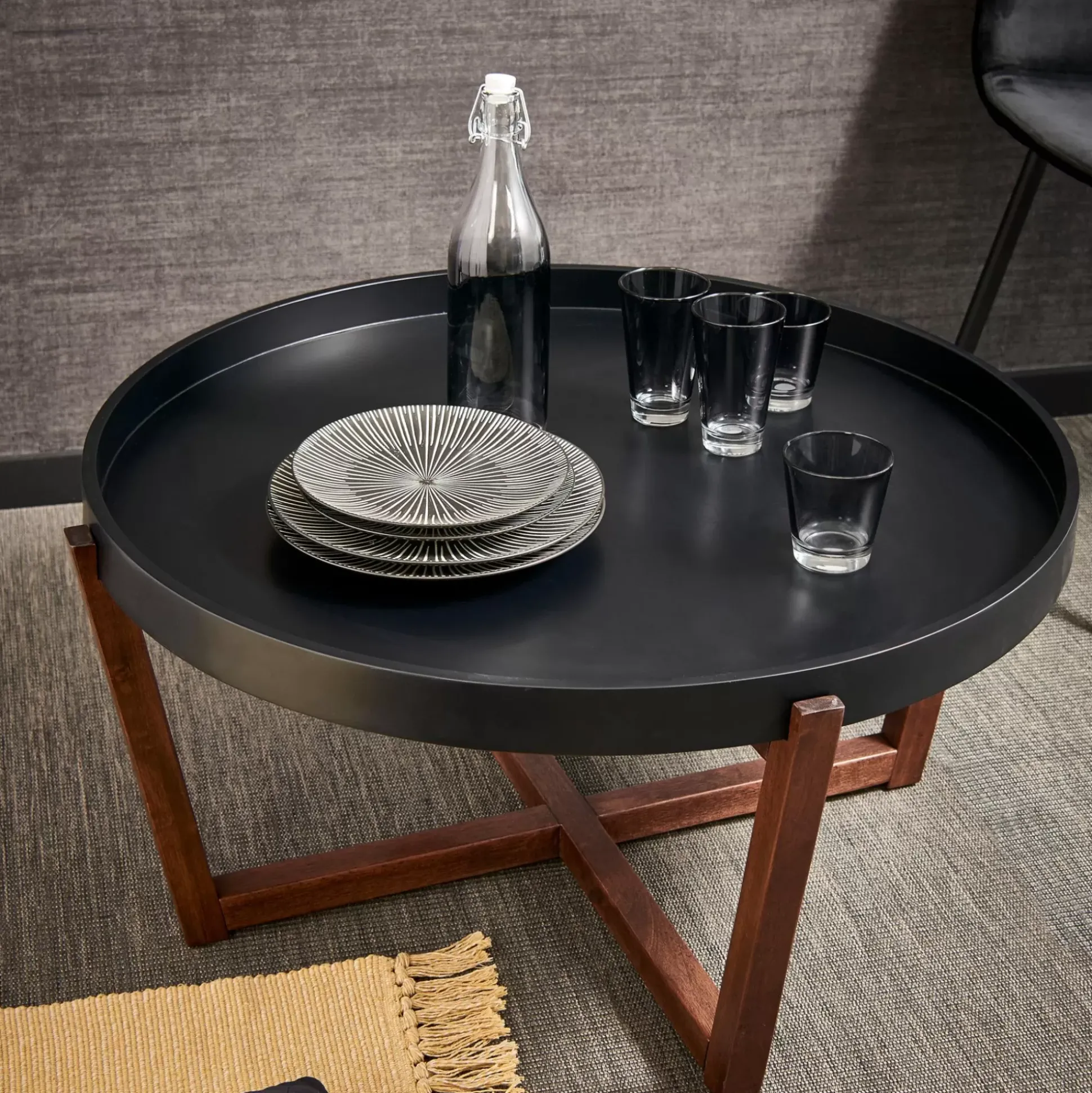 Mesas De Salón<CASA Draco Mesita De Salon Negro, Marron