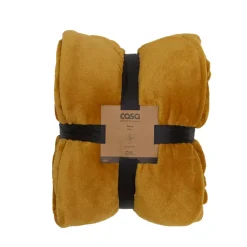 Mantas<CASA Flanella Manta Amarillo Oscuro