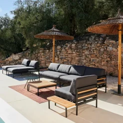 Conjuntos Lounge<CASA Hanna Lounge Mesa Auxiliar Negro, Natural