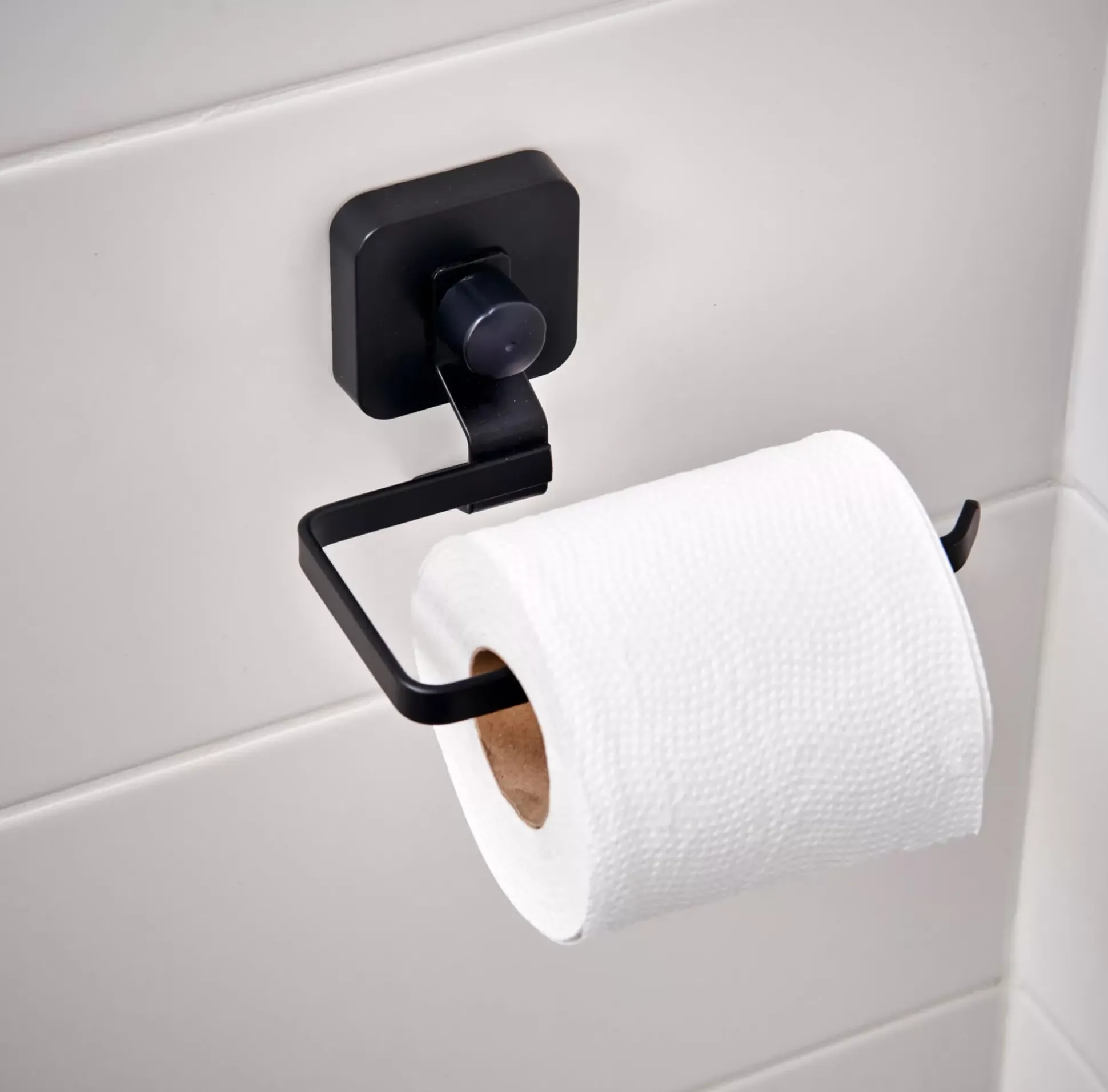 Accesorios Water<CASA Industria Soporte Papel Higien Con Ventosa Negro