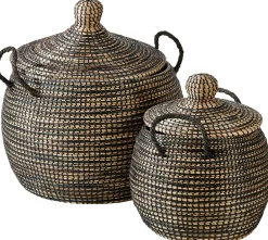 Cestas De Almacenaje<CASA Leo Cesta Lujo Negro, Natural