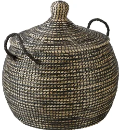 Cestas De Almacenaje<CASA Leo Cesta Lujo Negro, Natural