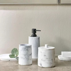 Accesorios De Tocador<CASA Luna Soporte De Algodones Con Tapa Aspecto De Marmol