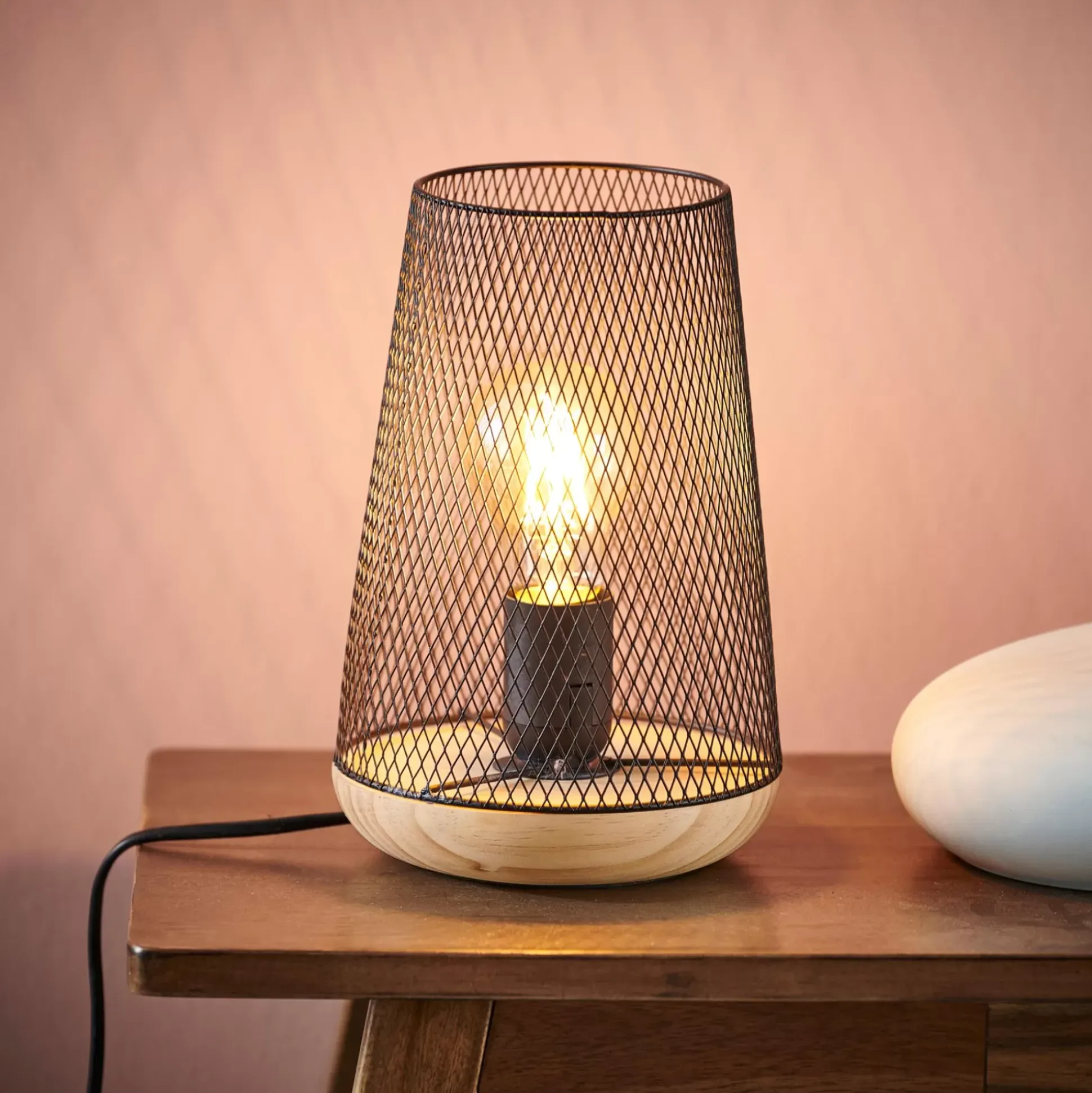 Lamparas De Mesa<CASA Mesh Lampara De Mesa Negro