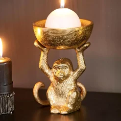 Soprortes Para Velitas<CASA Monkey Soporte Para Velas Dorado