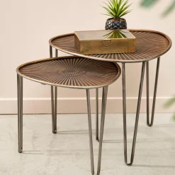 Mesas Auxiliares<CASA Ovo Mesas Auxiliares Juego De 2 38X38X35Cm/46.5X46.5X41Cm Plateado, Cobrizo