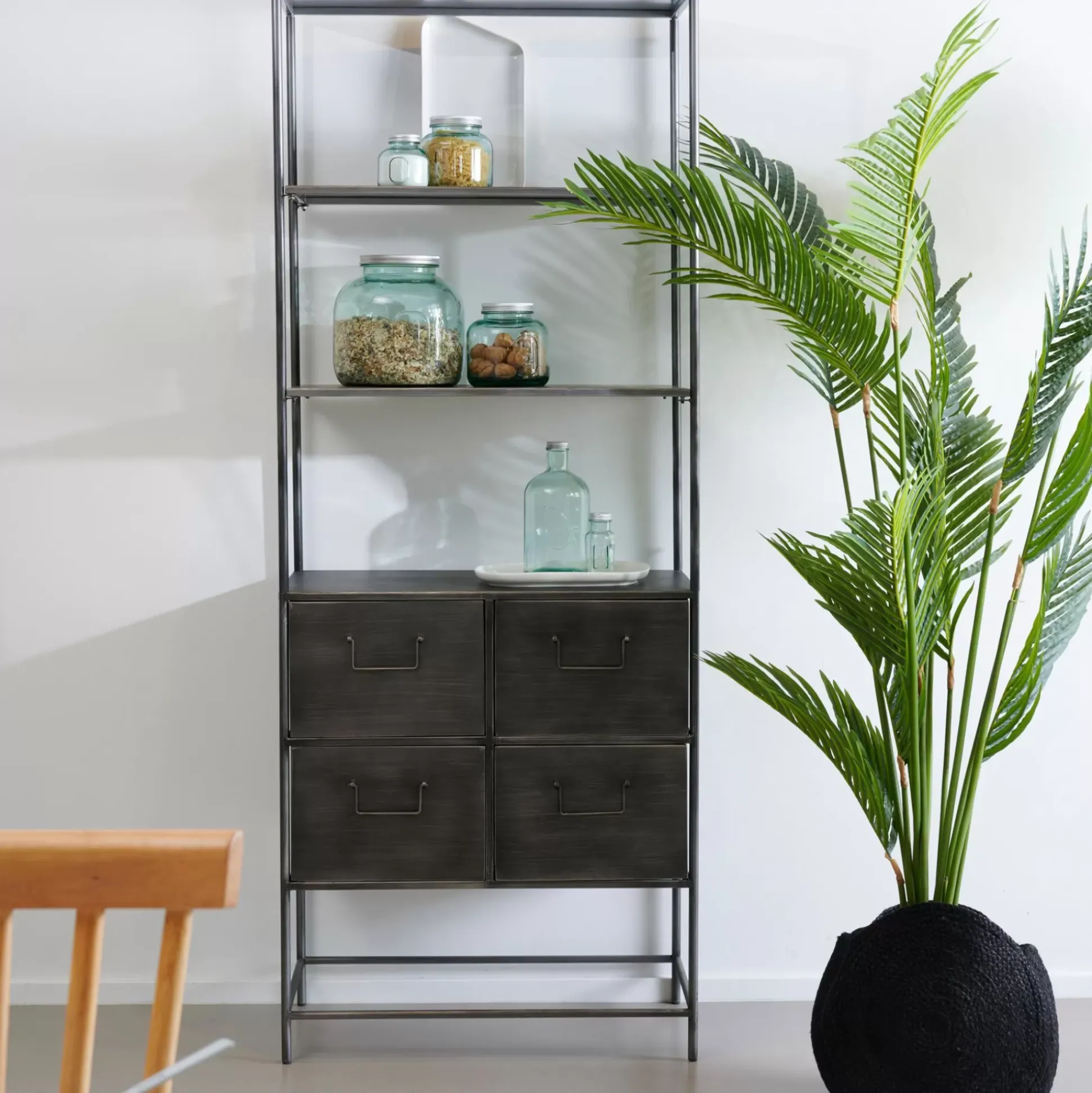 Estanterías<CASA Pharma Estanteria De Pared Con 4 Cajones Negro