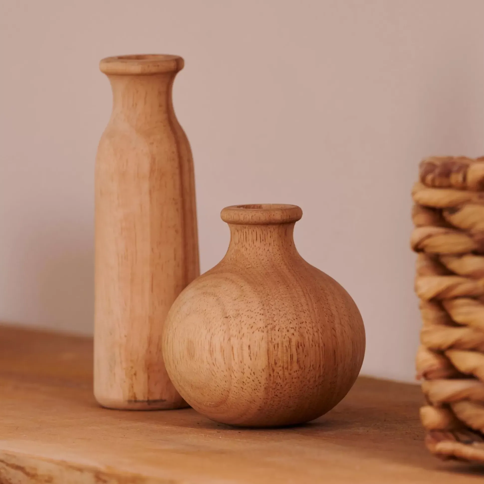 Floreros<CASA Rubberwood Florero Decorativo Natural