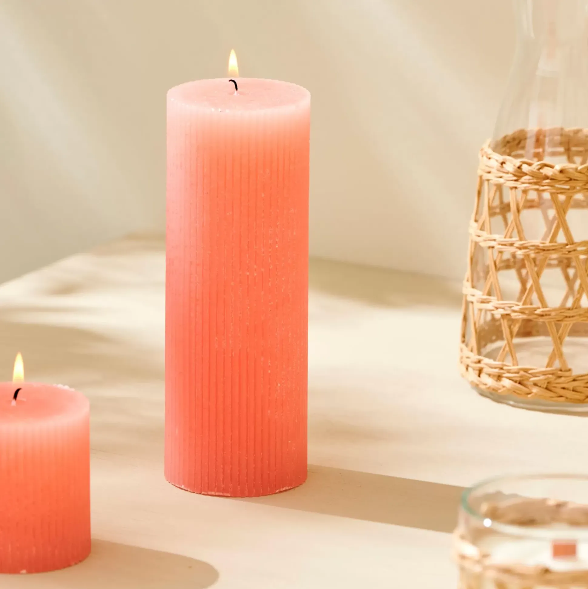 Velas<CASA Rustic Vela Estriada Naranja