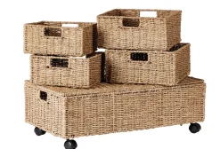Arcas Para Almacenaje<CASA Seagrass Caja De Almacenaje Con Ruedas Natural