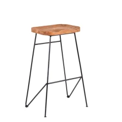 Taburetes De Bar<CASA Teak Taburete Bar Negro, Natural