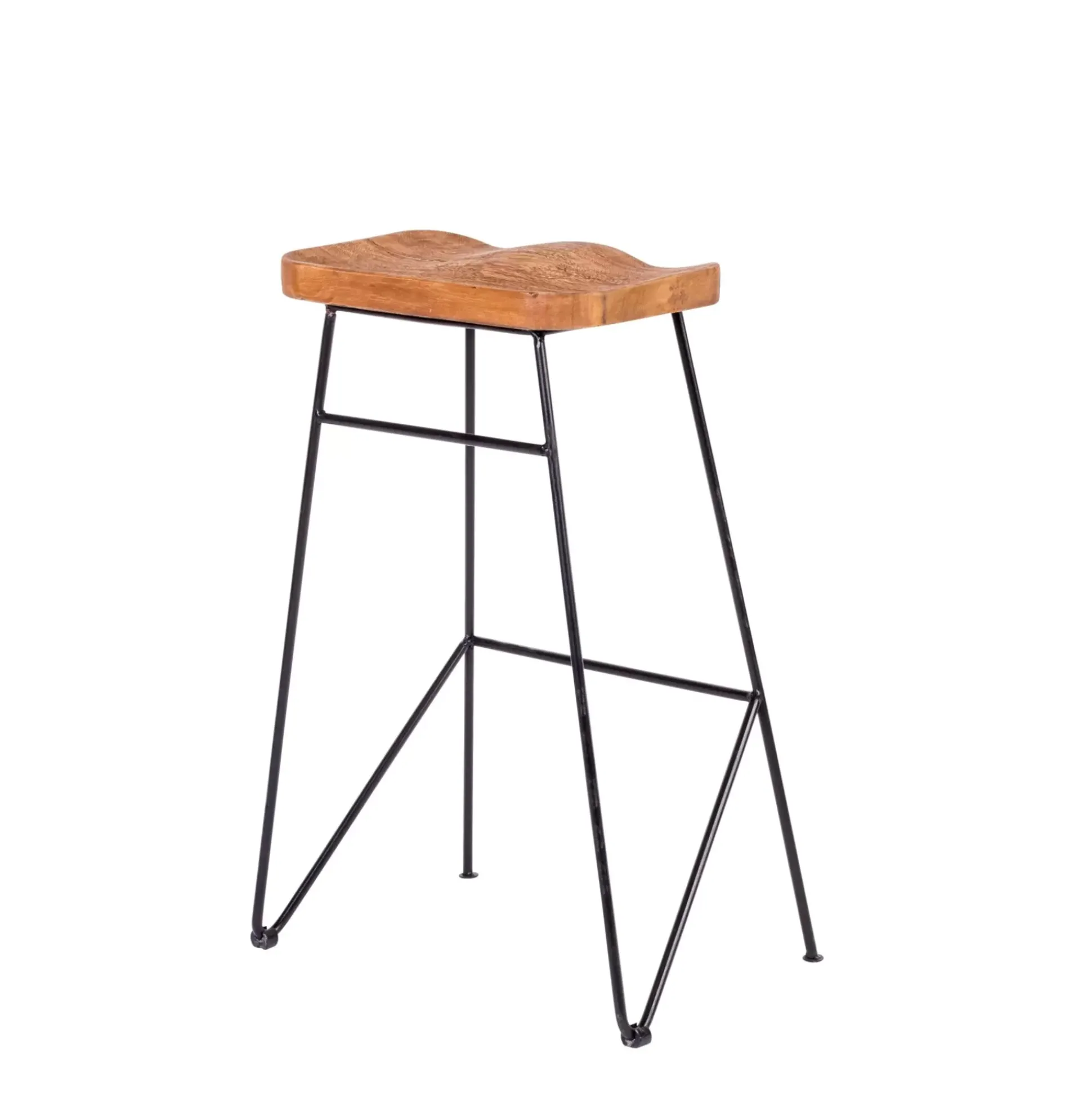 Taburetes De Bar<CASA Teak Taburete Bar Negro, Natural