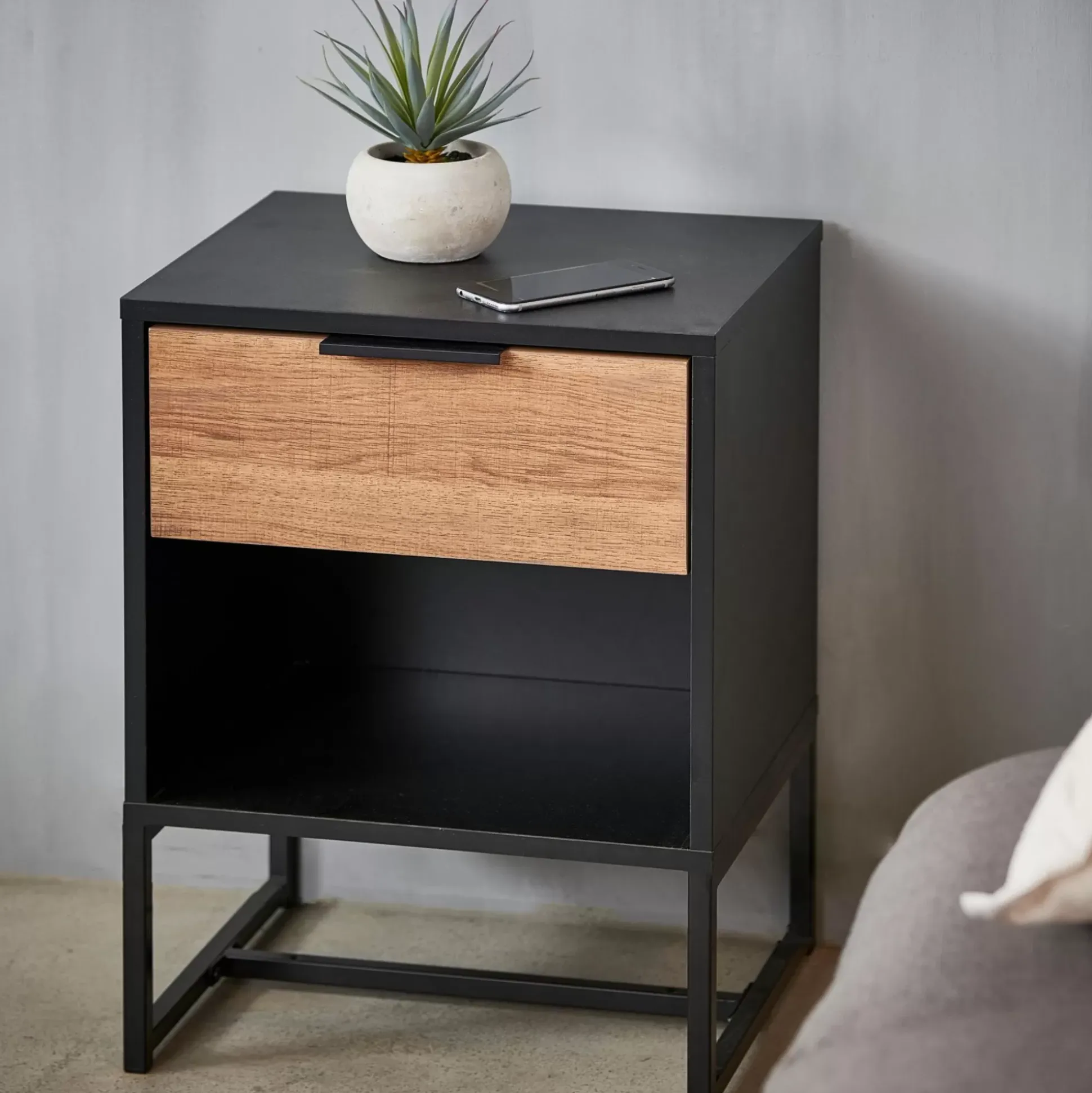 Cajoneras<CASA Trenton Mesilla De Noche Negro, Natural