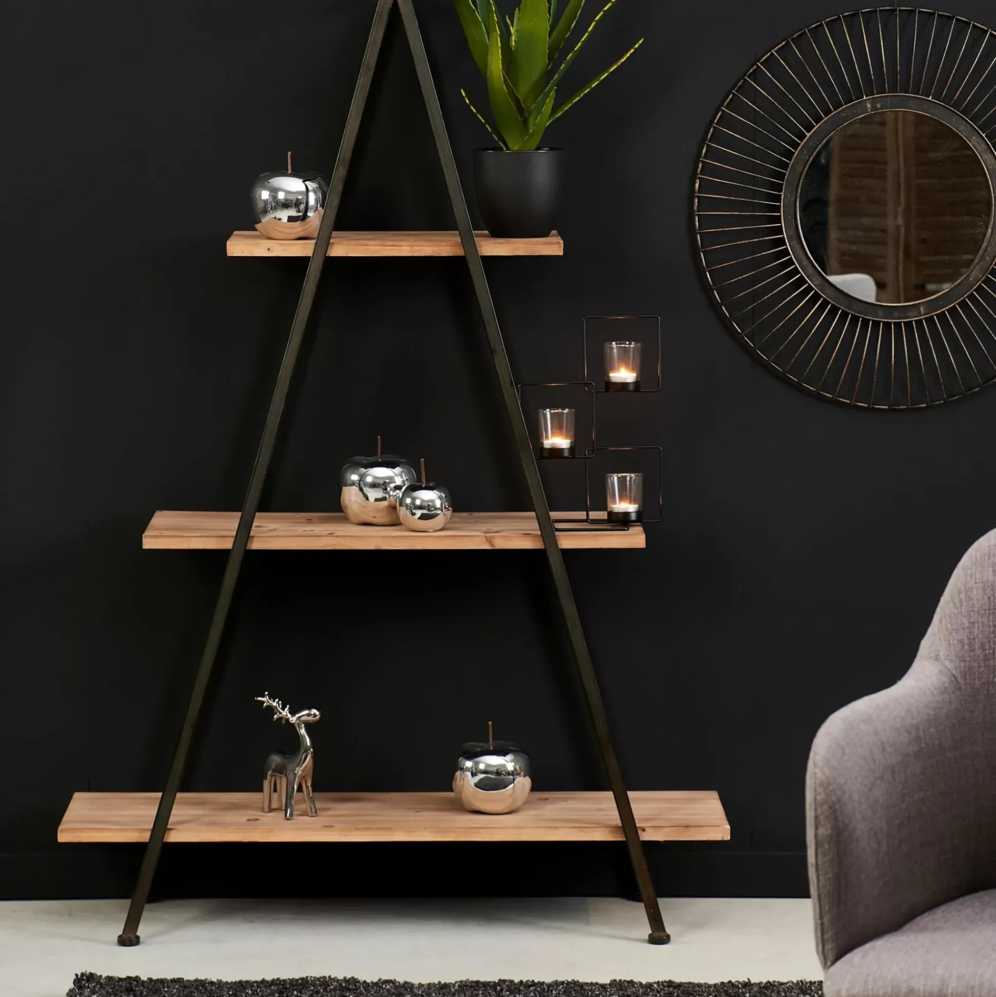 Estanterías<CASA Vermont Estanteria De Pared Negro, Natural