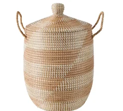 Cesto De La Ropa<CASA Yasmine Cesta De Lujo Con Tapa Blanco, Natural