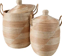 Cesto De La Ropa<CASA Yasmine Cesta De Lujo Con Tapa Blanco, Natural