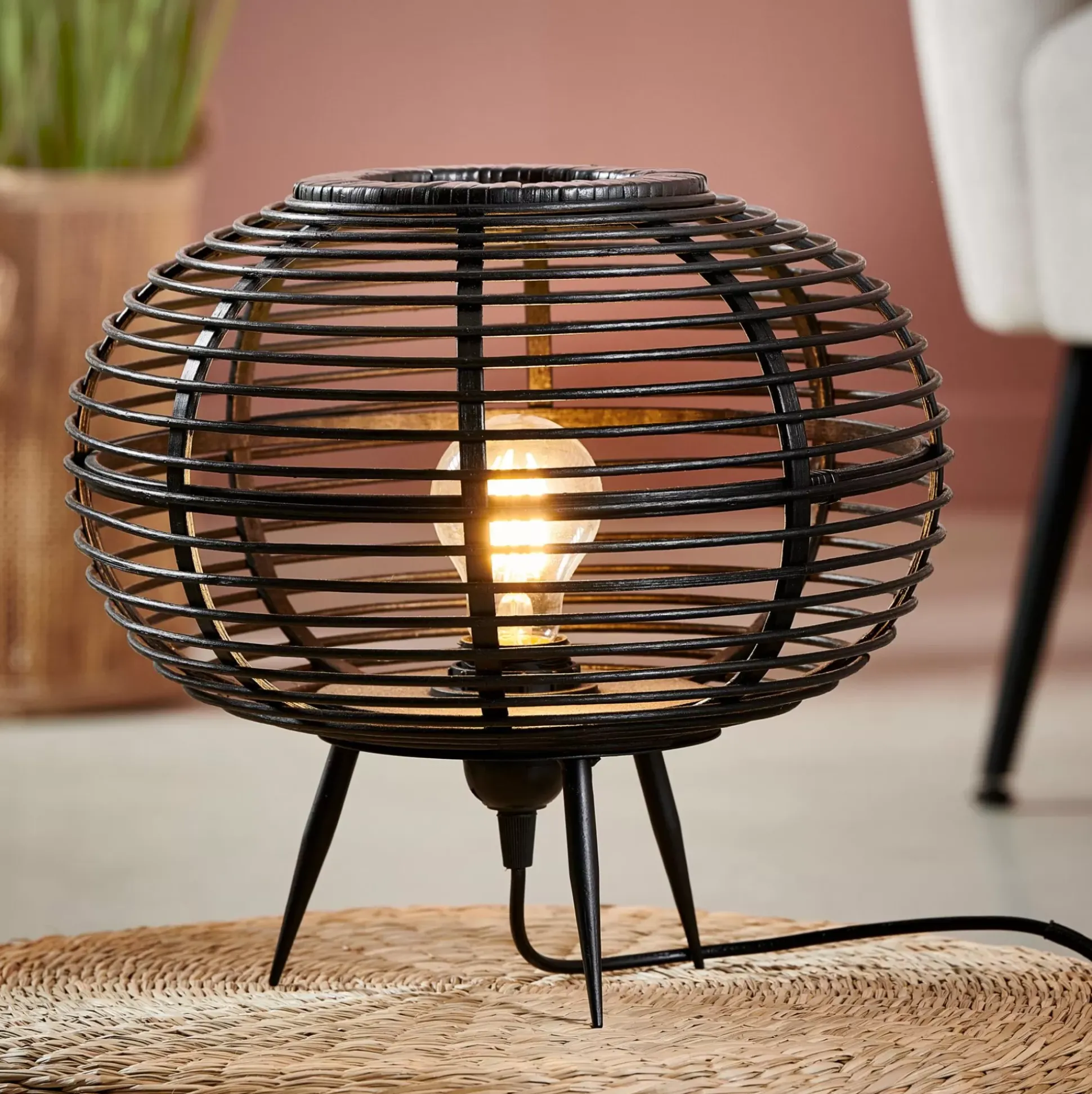 Lamparas De Mesa<CASA Zanzi Lampara De Mesa E27 Negro